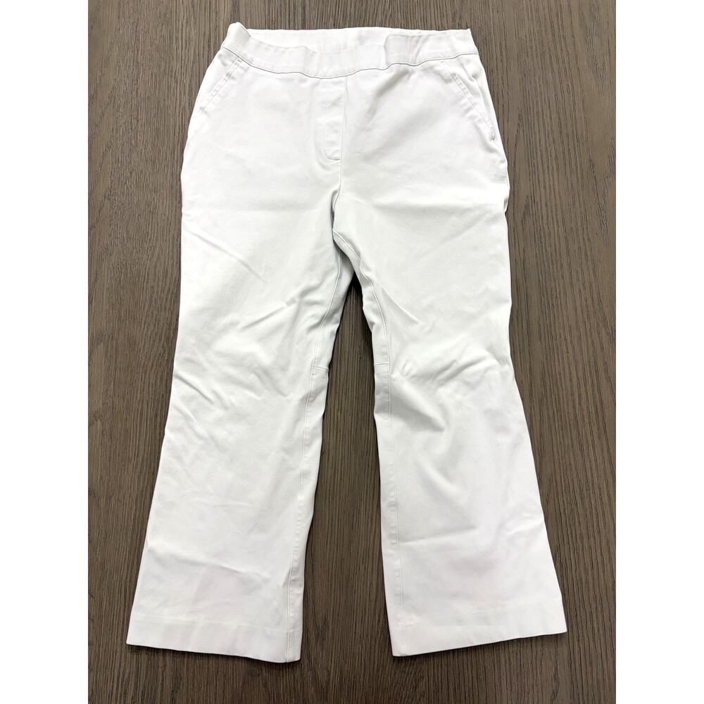 SPANX White Straight Leg Cropped Pants Women’s Large Stretch Shaping Pull On